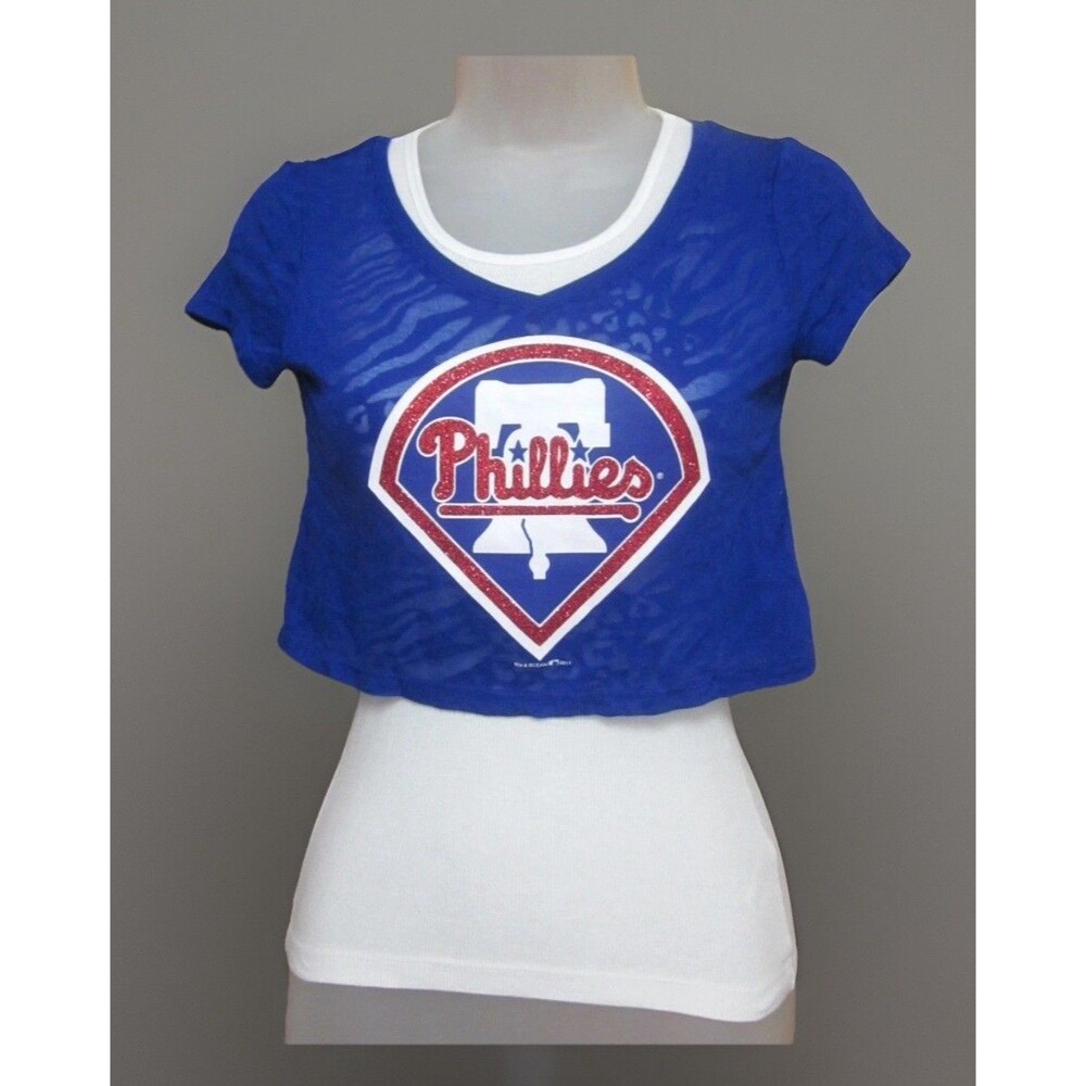 PHILADELPHIA PHILLIES girls med baseball half tee w tank-top MLB T shirt